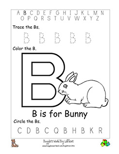 Big B Bunny Coloring Worksheet