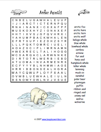 Word Search Puzzle Arctic Animals Stock Vector - Illustration of