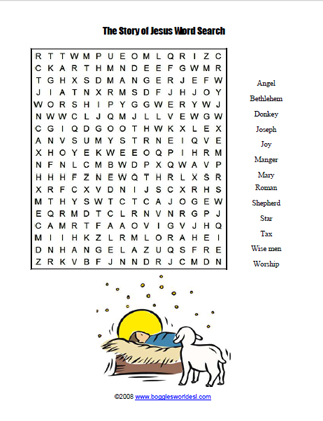 Nativity Story Word Search