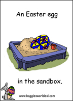 Sample Easter Egg Hunt Card: An Easter Egg in the Sandbox.