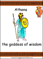 Sample Greek Myth Card: Athena Goddess of Wisdom