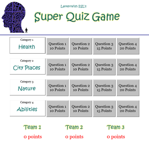 Sample Super Quiz Game