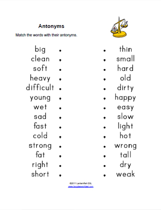 Antonyms Worksheets Matching Antonyms Worksheet, 56% OFF