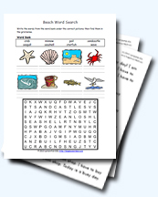 Free Beach Worksheets for Young Learners