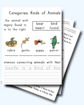 Categories Worksheets for Young Learners