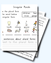 Irregular Plural Worksheets for Young Learners