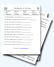 Months of the Year Worksheets for Young Learners