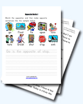 Opposite Worksheets for Young Learners