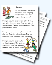 Recess Worksheets for Young Learners