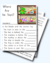 Prepositions of Place Plus Toys Worksheets for Young Learners