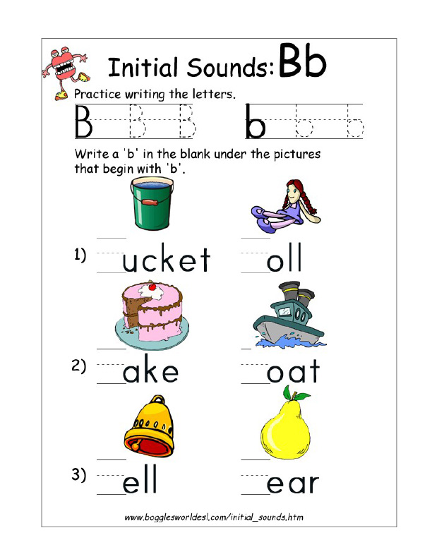 Beginning Sounds B Worksheets