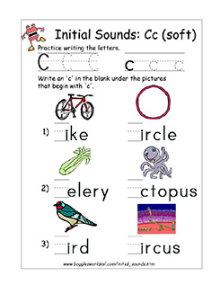 Consonant Soft C Sound Worksheet