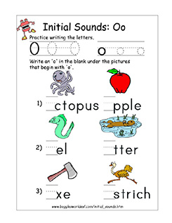 Initial O Sound Worksheet