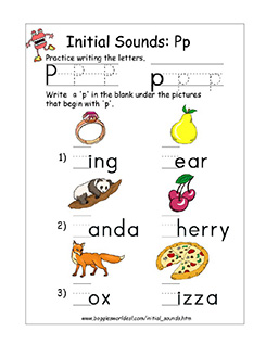 Initial P Sound Worksheet