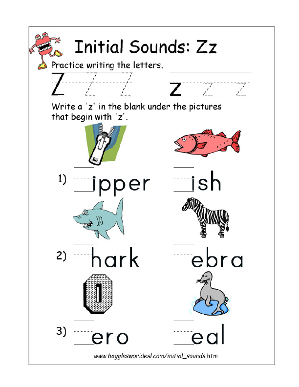 letter z alphabet worksheets