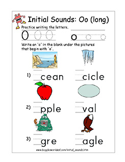Initial Long O Sound Worksheet