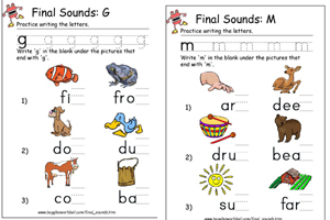 Sample Final Consonant Sound Worksheets