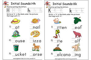 Sample Initial Consonant Sound Worksheets