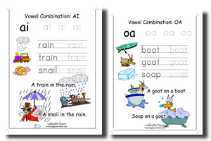 Sample Vowel Combination Worksheets