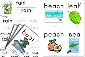 Sample Vowel Digraph worksheets AI, EE, EA, OA, and OO