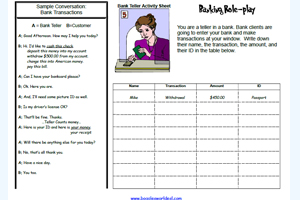 An oral communication activity for practising making banking transactions.