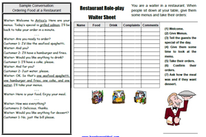 Role plays worksheets