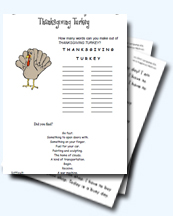 A Collection of Thanksgiving Vocabulary Worksheets